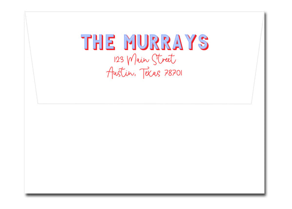 Family Note cards Personalized Monogram Custom Notecard Shadow Letters Names