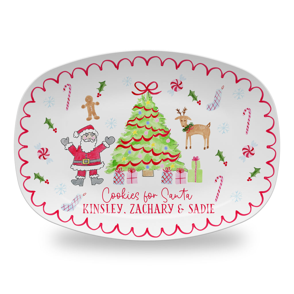 Personalized Christmas Platter Cookies for Santa Platter Tray | Christmas Tree with Santa