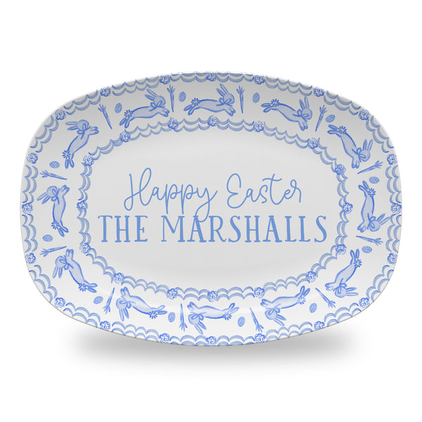 Bunny Toile Platter Personalized Easter Toile Platter Tray Plate Custom Monogram