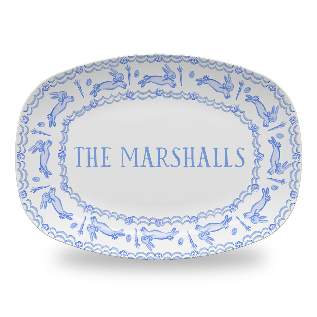 Easter Toile Platter Personalized Bunny Toile Platter Tray Plate Custom Monogram