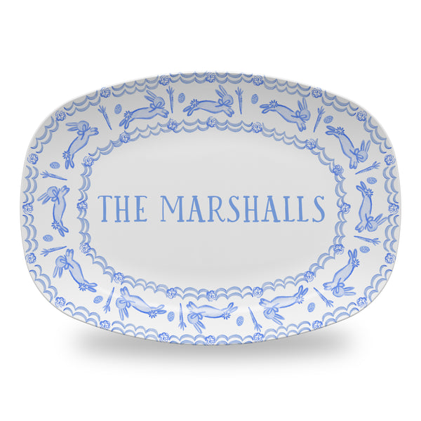 Easter Toile Platter Personalized Bunny Toile Platter Tray Plate Custom Monogram