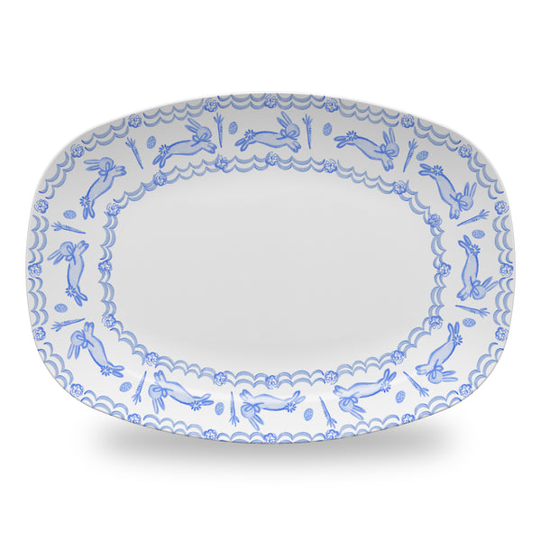 Easter Toile Platter Bunny Toile Blue and White Melamine Like Polymer Hostess  Easter Gift