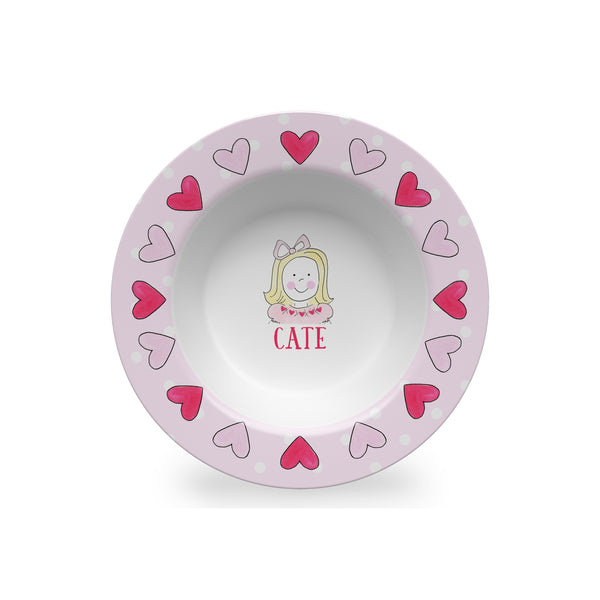valentine personalized kids bowl custom girl face plate melamine free