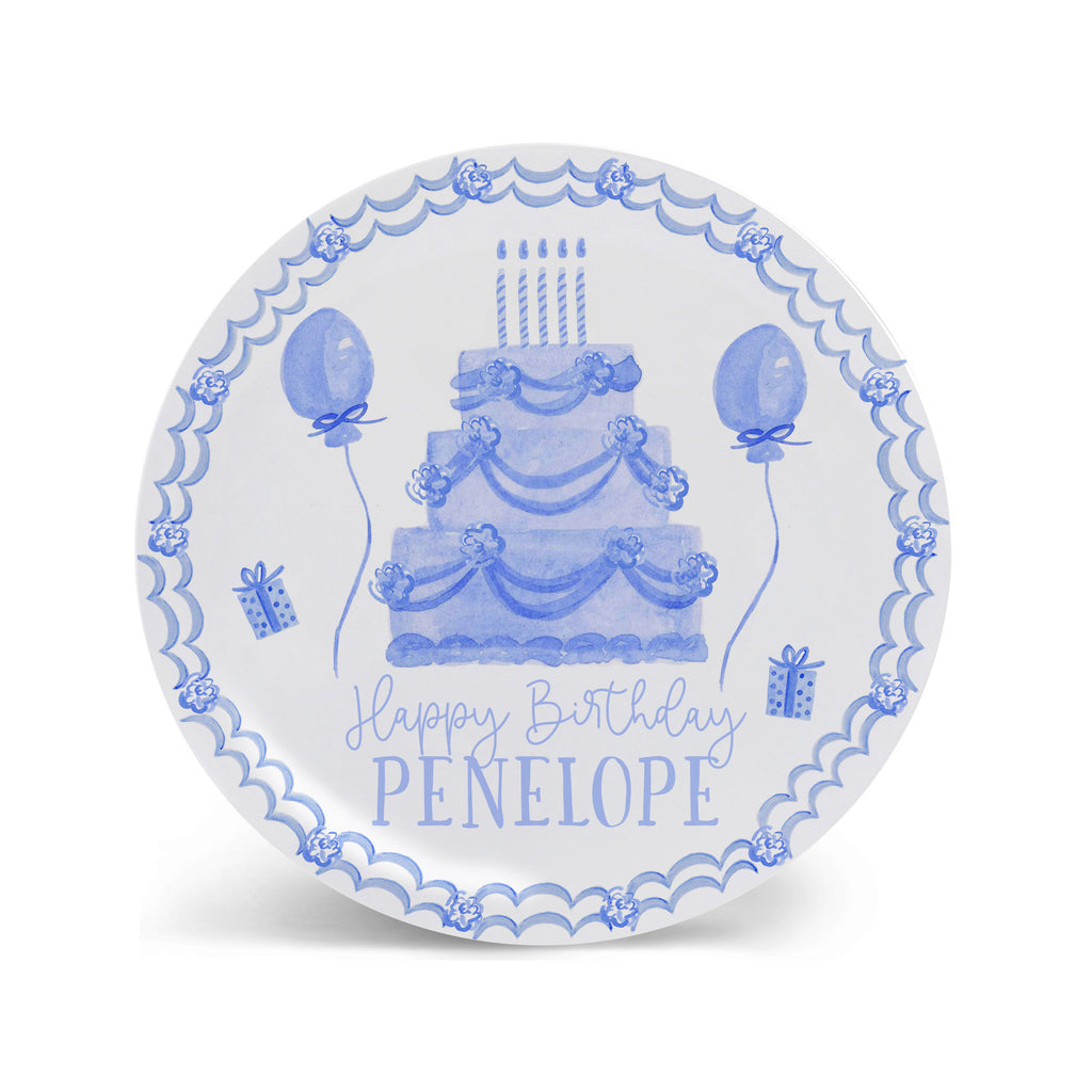 Kids Birthday Plate Birthday Toile in Blue
