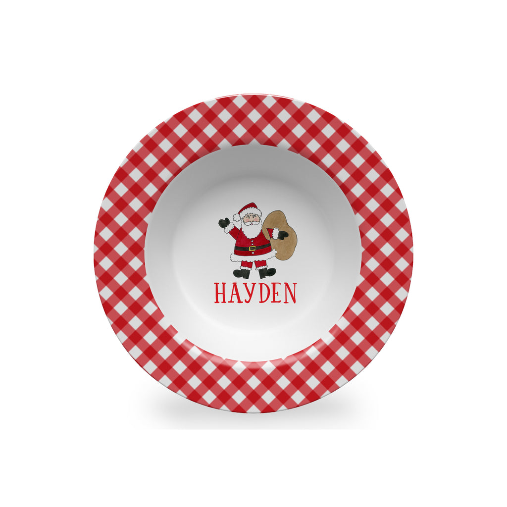 Santa plate kids personalized melamine bowl