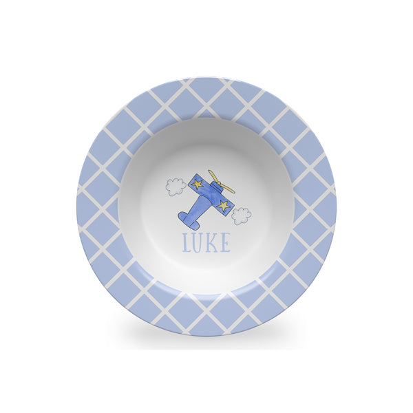 Personalized Melamine Kids Airplane Bowl