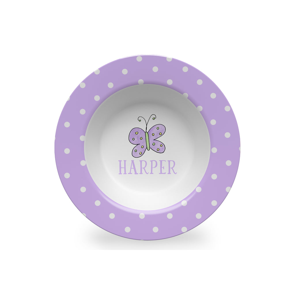 purple butterfly kids melamine bowl