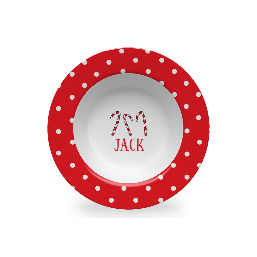 Trio of Candy Canes Personalized Kids Bowl