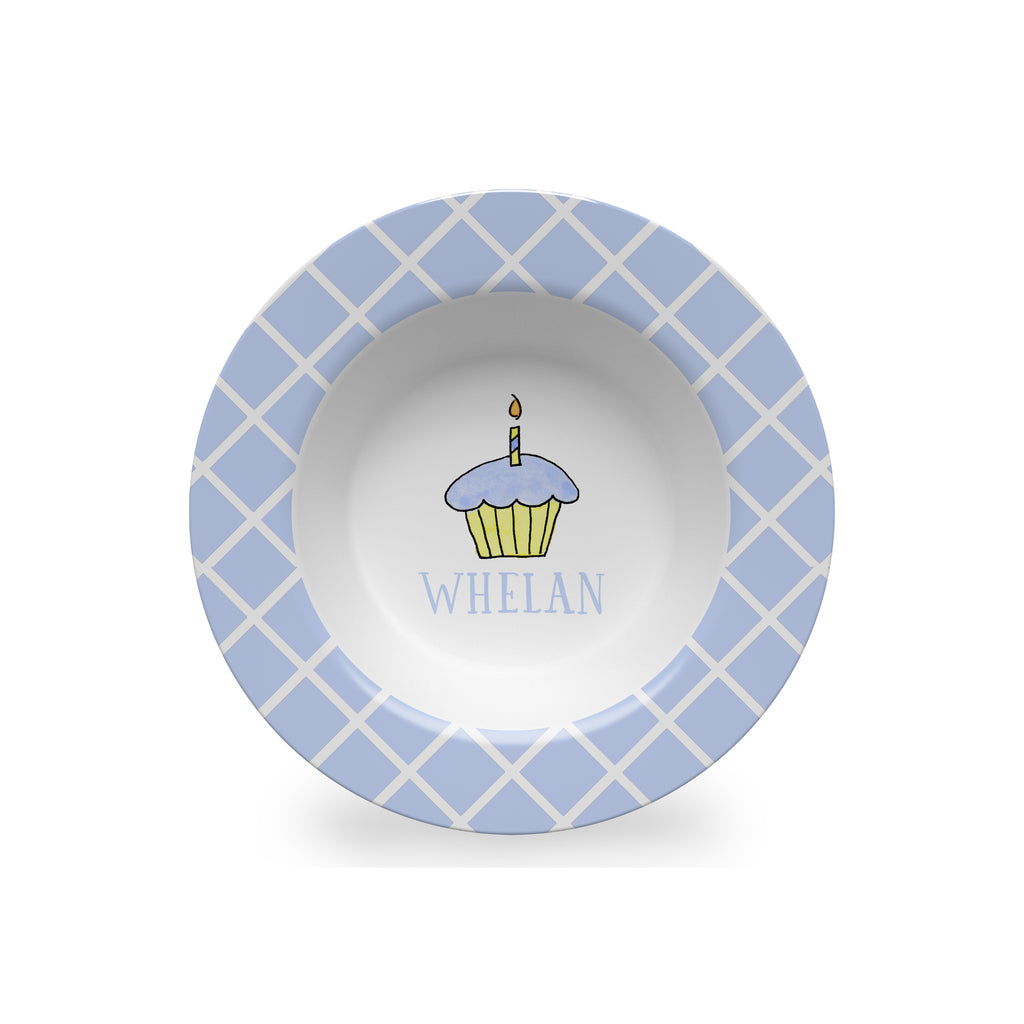 Birthday Cupcake Blue Personalized Kids Bowl