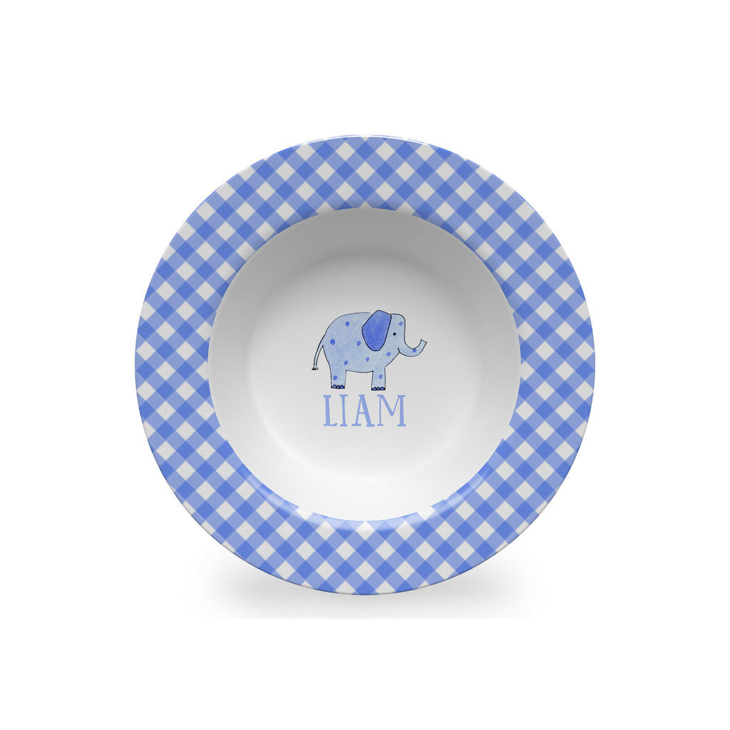 Elephant Blue Personalized Kids Bowl