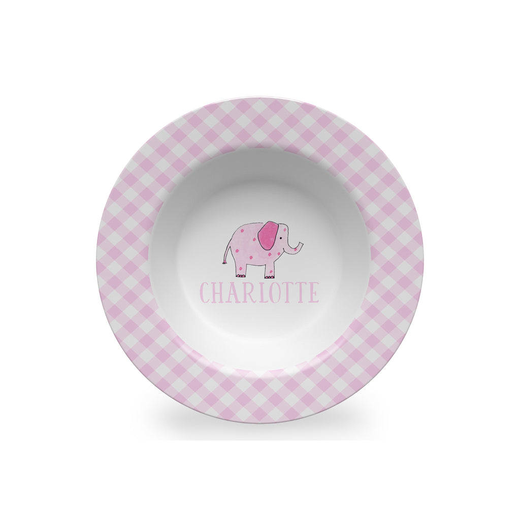 Elephant Pink Personalized Kids Bowl