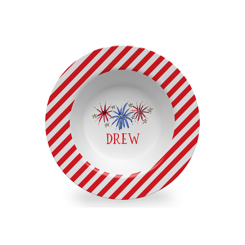 fireworks melamine kids bowl personalized