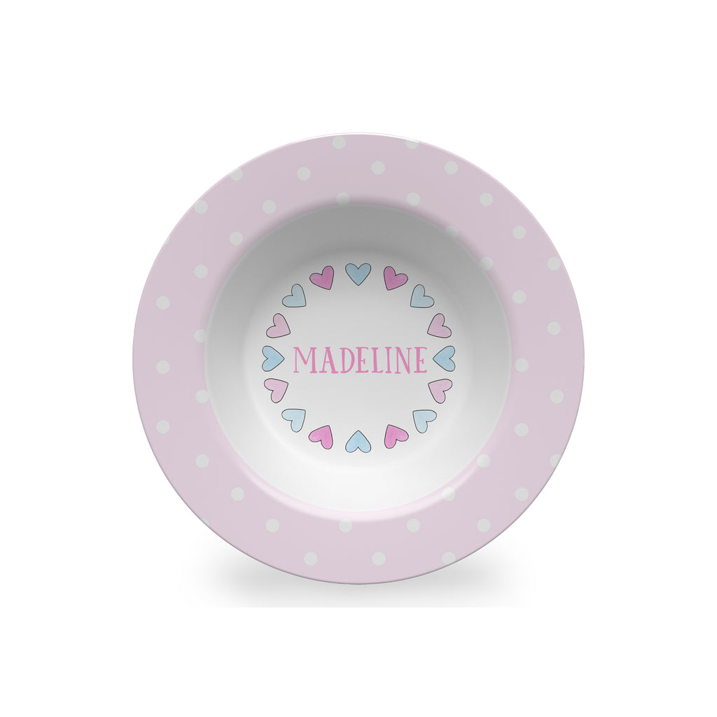 personalized bowl valentine melamine hearts