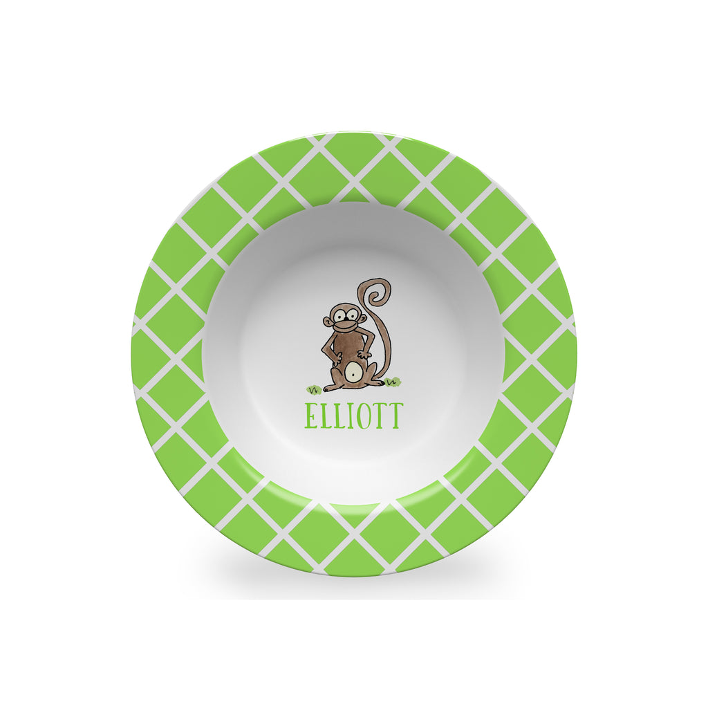monkey personalized kids bowl melamine