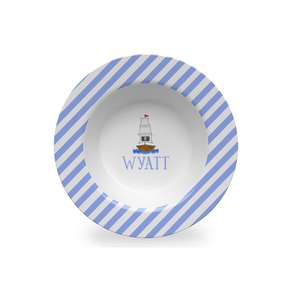 personalized kids melamine bowl pirate ship
