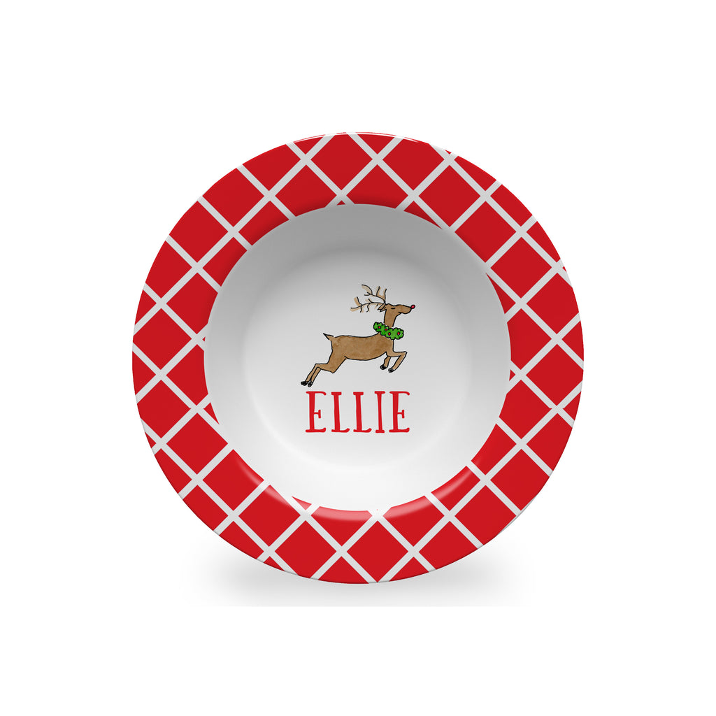 christmas kids bowl melamine personalized reindeer