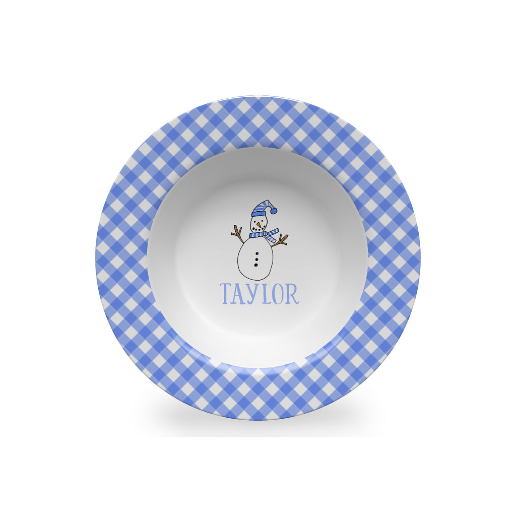 christmas plate bowl snowman personalized melamine
