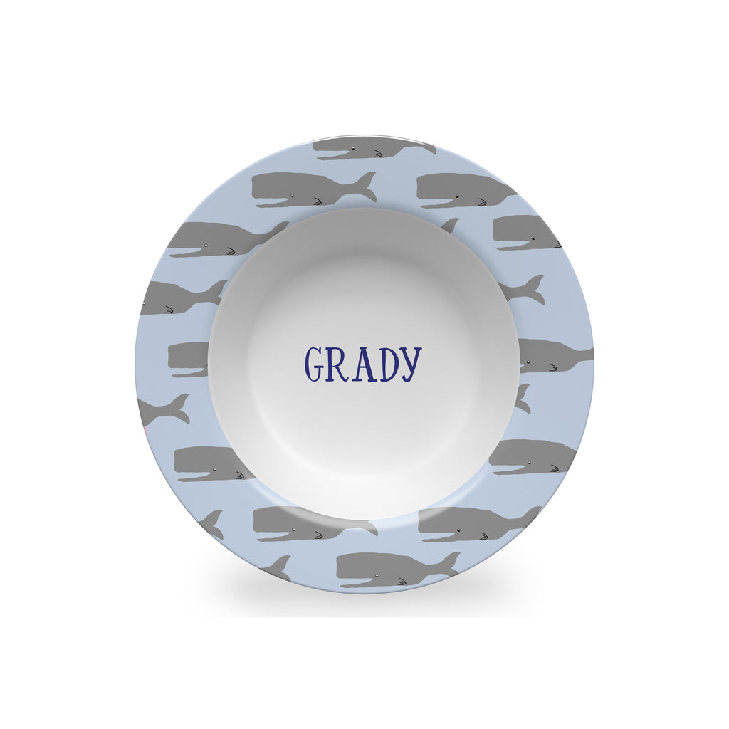 personalized whale bowl for kids melamine