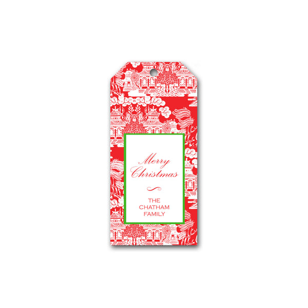 Holiday Gift Tags in Red Chinoiserie | Personalized Gift Tags | Custom Christmas Gift Tags