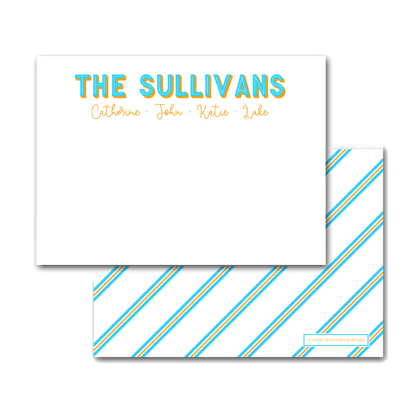 family  names notecards family stationery personalized stationary with family names