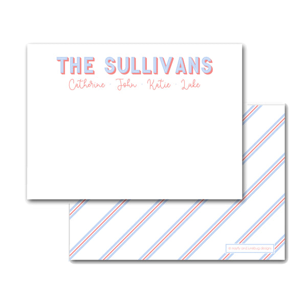 family  names notecards family stationery personalized stationary with family names