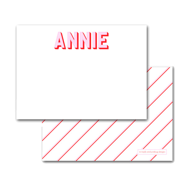 Personalized Notecards Note cards Stationery Stationary Shadow Letters Thank you Notes Flat Notes 4.25" x 5.5" Small Modern Bright Colors Classic