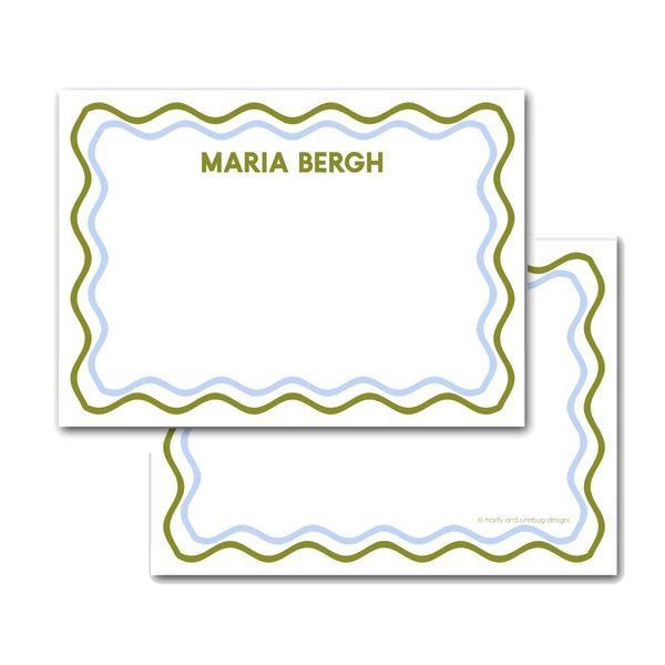 Scallops Personalized Notecard Monogram Note cards custom name Thank you Notes Flat Notes 5" x 7" Large Modern Bright Colors Classic