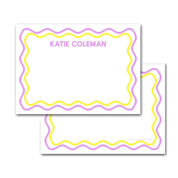 Scallops Personalized Notecard Monogram Note cards custom name Thank you Notes Flat Notes 5" x 7" Large Modern Bright Colors Classic