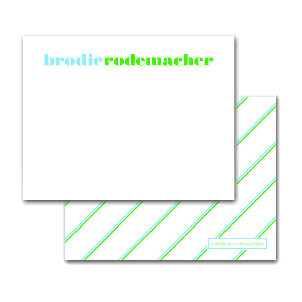 Retro Letter Personalized Notecard Monogram Note cards custom name Thank you Notes Flat Notes 5" x 7" Large Modern Bright Colors Classic