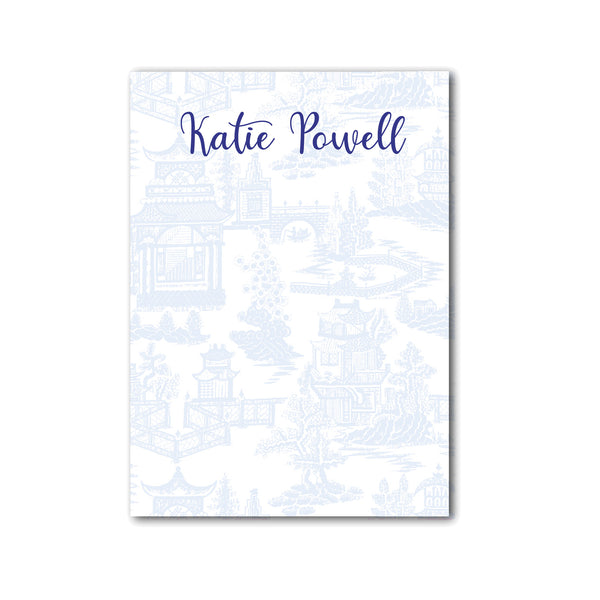 Chinoiserie Notepad Personalized Monogram Note pad in Pale Blue