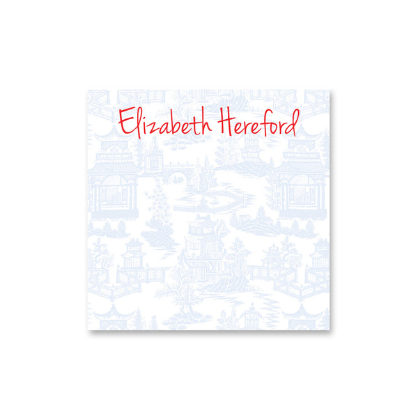 Chinoiserie Notepad Personalized Monogram Note pad in Pale Blue
