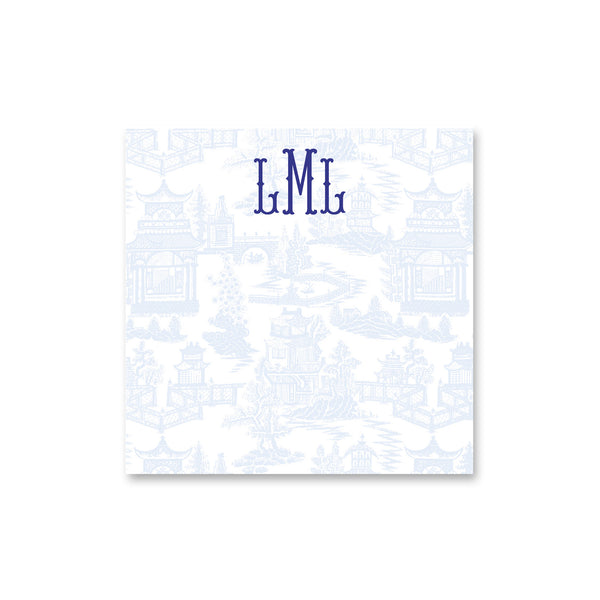 Chinoiserie Notepad Personalized Monogram Note pad in Pale Blue
