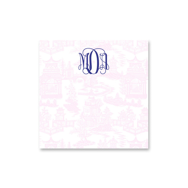 Chinoiserie Notepad Personalized Monogram Note pad in Pale Pink