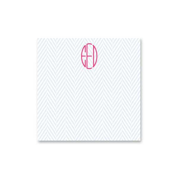 Herringbone Notepad Personalized Monogram Note pad in Pale Blue
