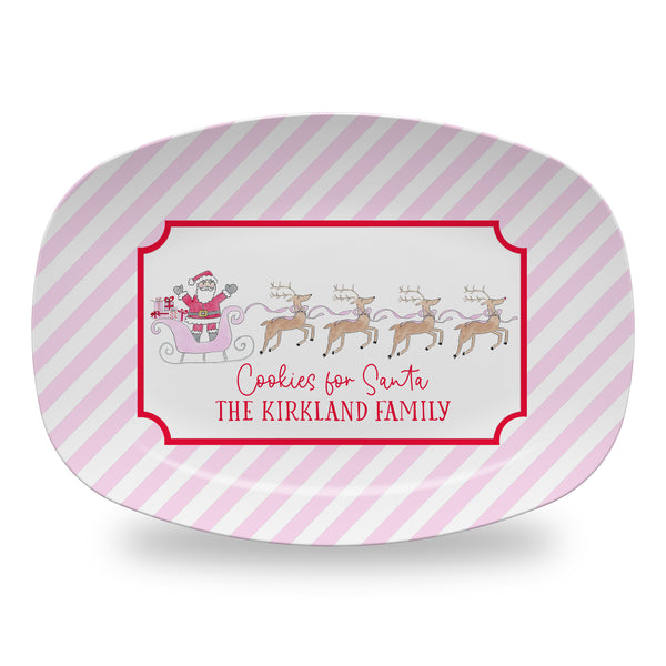 Cookies for Santa plate tray platter Santa Sleigh melamine holiday table setting hostess gift