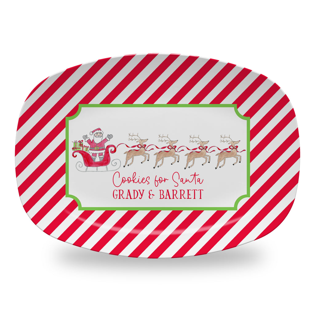 Cookies for Santa plate tray platter Santa Sleigh melamine holiday table setting hostess gift