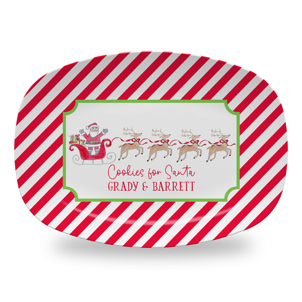 Cookies for Santa plate tray platter Santa Sleigh melamine holiday table setting hostess gift