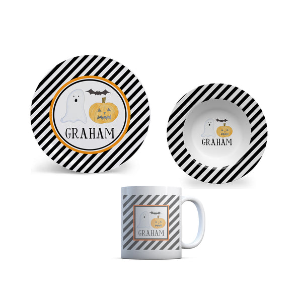 Halloween kid plate personalized bowl cup set