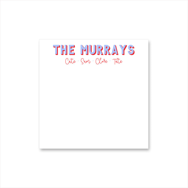 family notepad family names note pad personalized family stationery stationary