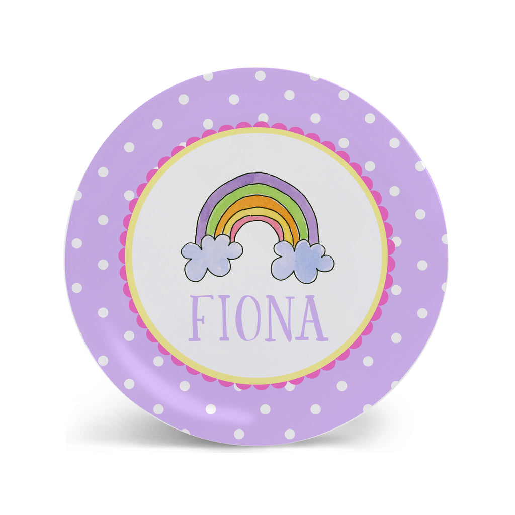 Rainbow Melamine personalized plate for kids girls