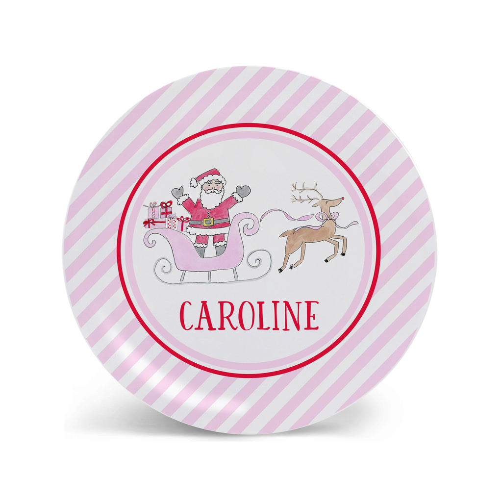 Kids Melamine Christmas Plate Santa Sleigh