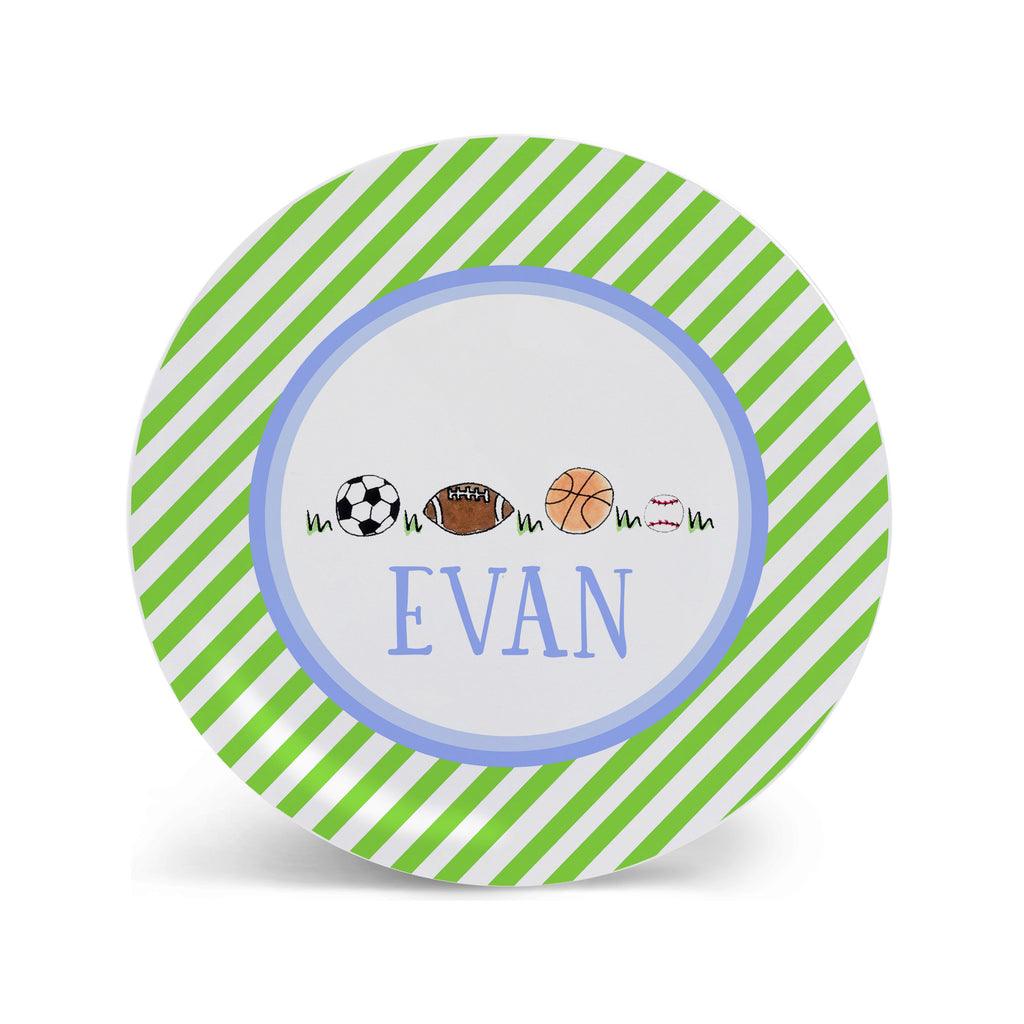 sports balls melamine personalized plate for kids