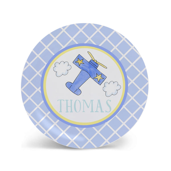 Personalized Melamine Airplane Kids Plate