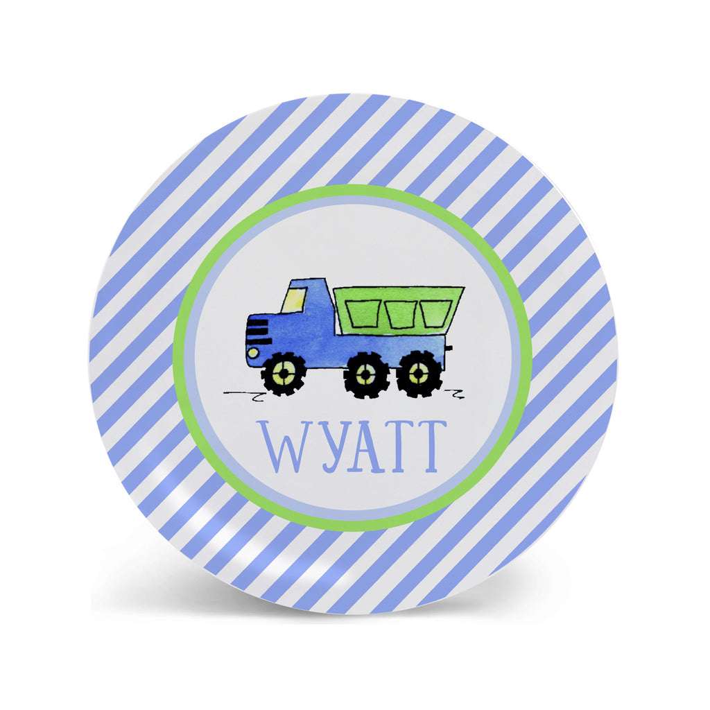 personalized kid plate dump truck