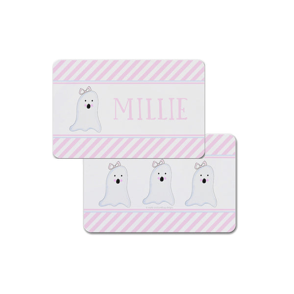 kid Halloween placemat ghost pink personalized