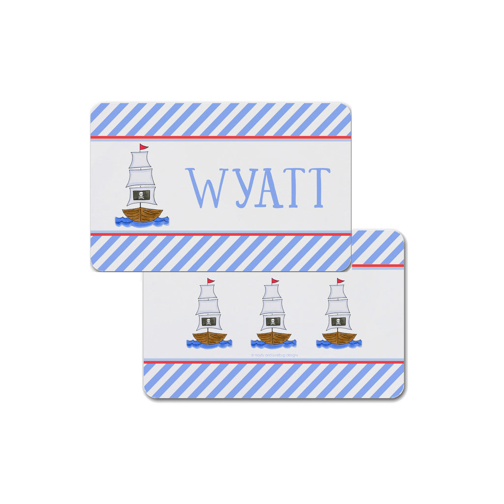 pirate ship placemat personalized for kids