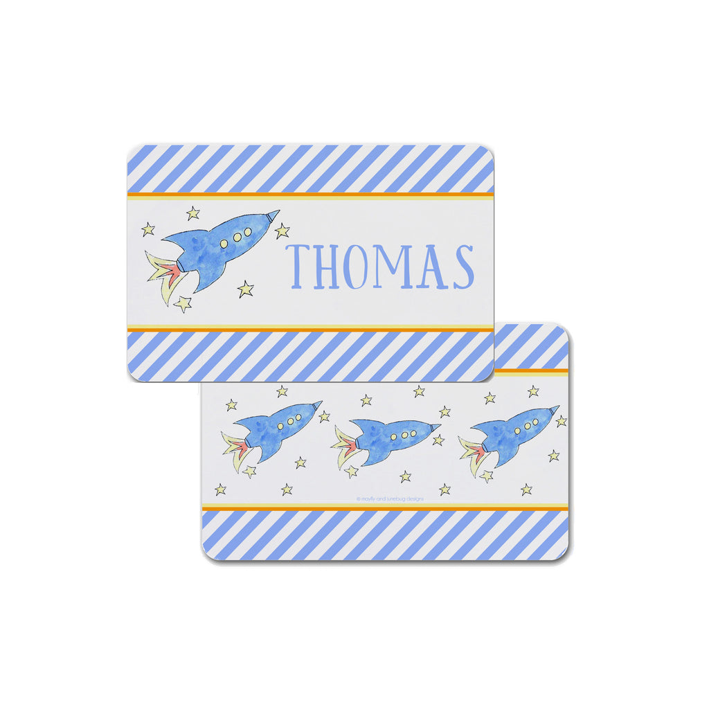 rocket placemat for kids personalized