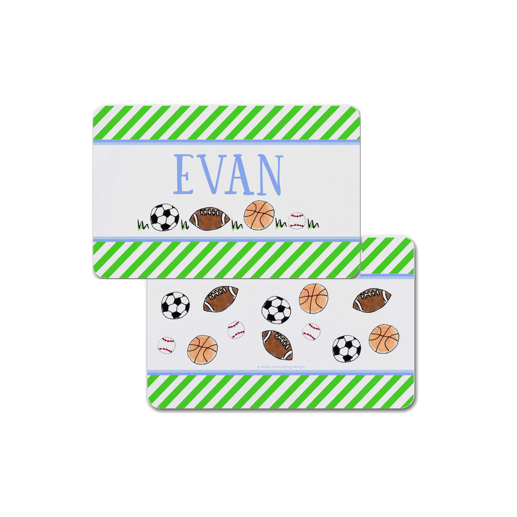sports balls placemat personalized for kids