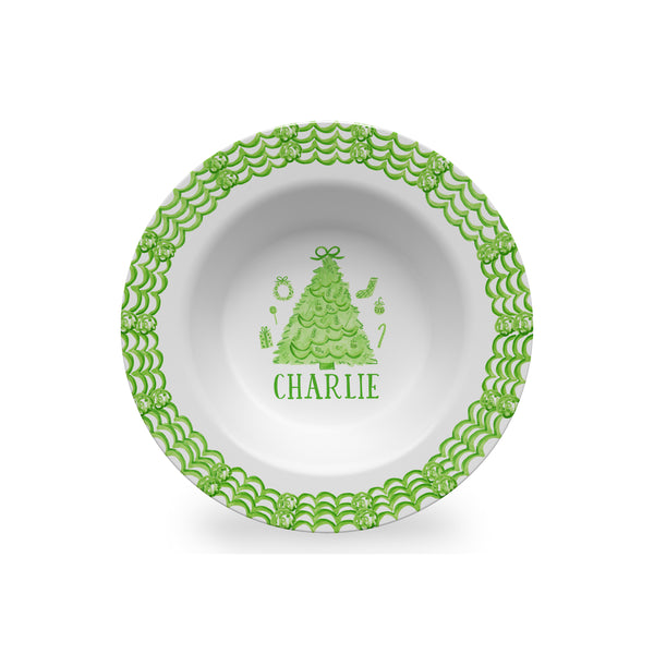 Kid Christmas Bowl Kid plate personalized dinner plate bowl cup Christmas child bowl Green Toile