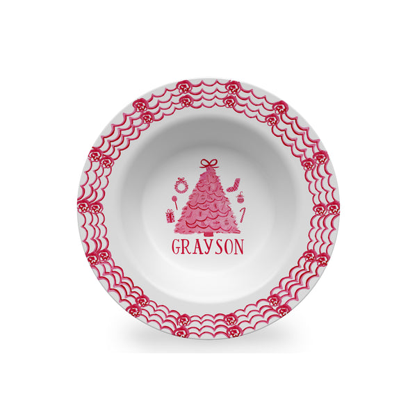 Kid Christmas bowl Kid personalized plate dinner plate bowl cup Christmas child bowl Red Toile